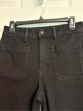 Quince Bella Black Stretch Patch Pocket  Wide-Leg Jeans